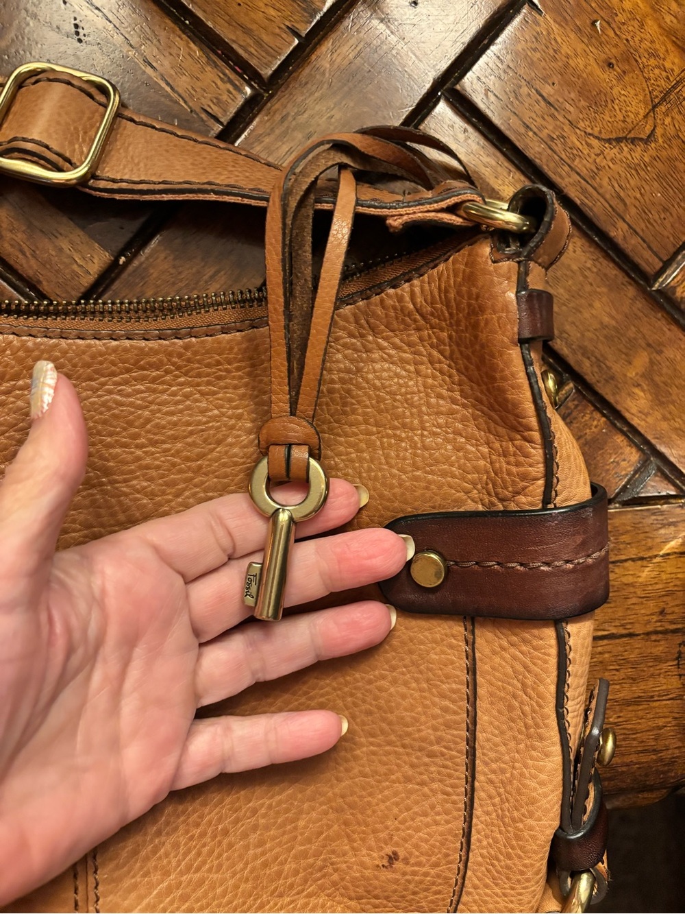 Fossil Brown and Tan Logo Interior